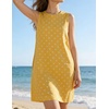 image:imageCHARTOU Women Summer Cotton Linen Dresses Sleeveless Striped ALine Mini Sundress Beach Vacation Dress with PocketsYellow