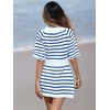 image:imageCHARTOU Womens Nautical Striped Mini Dress Summer Button Down Knit Beach DressesBlue