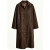 image:imageWomen Faux Suede Long Coat Lapel Button Down Casual Trench Jacket OvercoatChocolate Brown