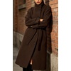 image:imageWomen Funnel Collar Belted Wool Blend Coat Wrap Mid Long Trench OvercoatBrown
