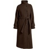 image:imageWomen Funnel Collar Belted Wool Blend Coat Wrap Mid Long Trench OvercoatBrown
