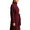 image:imageWomen Funnel Collar Belted Wool Blend Coat Wrap Mid Long Trench OvercoatBurgundy