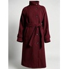 image:imageWomen Funnel Collar Belted Wool Blend Coat Wrap Mid Long Trench OvercoatBurgundy
