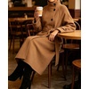 image:imageWomen Funnel Collar Belted Wool Blend Coat Wrap Mid Long Trench OvercoatCamel