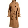 image:imageWomen Funnel Collar Belted Wool Blend Coat Wrap Mid Long Trench OvercoatCamel