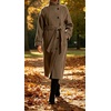 image:imageWomen Funnel Collar Belted Wool Blend Coat Wrap Mid Long Trench OvercoatTaupe