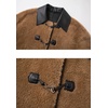 image:imageWomen Long Winter Fuzzy Wool Trench Pea Coat Faux Fleece Contrast Trim Warm Jacket OvercoatBrown