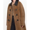 image:imageWomen Long Winter Fuzzy Wool Trench Pea Coat Faux Fleece Contrast Trim Warm Jacket OvercoatBrown