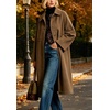image:imageWomen Wool Blend Coat Lapel Winter Overcoat Long Wool Trench PeacoatBrown