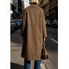 image:imageWomen Wool Blend Coat Lapel Winter Overcoat Long Wool Trench PeacoatBrown