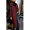 image:imageWomen Wool Blend Coat Lapel Winter Overcoat Long Wool Trench PeacoatBurgundy