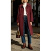 image:imageWomen Wool Blend Coat Lapel Winter Overcoat Long Wool Trench PeacoatBurgundy