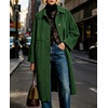 image:imageWomen Wool Blend Coat Lapel Winter Overcoat Long Wool Trench PeacoatGreen