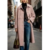 image:imageWomen Wool Blend Coat Lapel Winter Overcoat Long Wool Trench PeacoatPink