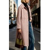 image:imageWomen Wool Blend Coat Lapel Winter Overcoat Long Wool Trench PeacoatPink
