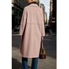 image:imageWomen Wool Blend Coat Lapel Winter Overcoat Long Wool Trench PeacoatPink