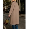 image:imageWomen Wool Blend Coat Lapel Winter Overcoat Long Wool Trench PeacoatTaupe