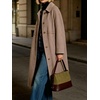 image:imageWomen Wool Blend Coat Lapel Winter Overcoat Long Wool Trench PeacoatTaupe