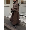 image:imageWomen Wool Cropped Jacket Coat Oversized Fall Winter Sailor Collar Single Breasted Short Outwear OvercoatCoffee