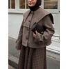 image:imageWomen Wool Cropped Jacket Coat Oversized Fall Winter Sailor Collar Single Breasted Short Outwear OvercoatCoffee