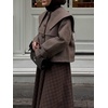 image:imageWomen Wool Cropped Jacket Coat Oversized Fall Winter Sailor Collar Single Breasted Short Outwear OvercoatCoffee