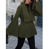 image:imageWomen Wool Pea Coat Jacket Fall Winter Lapel Flared Long Sleeve Pleated Outwear Trench OvercoatArmy Green
