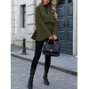 image:imageWomen Wool Pea Coat Jacket Fall Winter Lapel Flared Long Sleeve Pleated Outwear Trench OvercoatArmy Green
