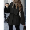 image:imageWomen Wool Pea Coat Jacket Fall Winter Lapel Flared Long Sleeve Pleated Outwear Trench OvercoatBlack