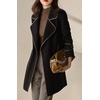 image:imageWomens Elegant Lapel Collar Wool Blend MidiLong Pea Coat Jacket with BeltBlack