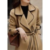 image:imageWomens Elegant Lapel Collar Wool Blend MidiLong Pea Coat Jacket with BeltCamel