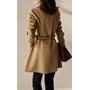 image:imageWomens Elegant Lapel Collar Wool Blend MidiLong Pea Coat Jacket with BeltCamel