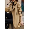 image:imageWomens Elegant Lapel Collar Wool Blend MidiLong Pea Coat Jacket with BeltCamel