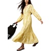 image:imageCHARTOU Women Boho Ikat Print Maxi Dress Ruffle Hem Puff Sleeve Long Flowy DressYellow