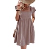 image:imageCHARTOU Women Plaid Gingham Short Dress Summer Ruffle Flutter Sleeve Cute Dresses with PocketsCoffee