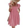 image:imageCHARTOU Women Plaid Gingham Short Dress Summer Ruffle Flutter Sleeve Cute Dresses with PocketsRed