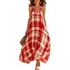 image:imageCHARTOU Women Sleeveless Plaid Maxi Dress Summer Boho Long Sundress Beach CoverupRed