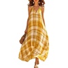 image:imageCHARTOU Women Sleeveless Plaid Maxi Dress Summer Boho Long Sundress Beach CoverupYellow
