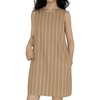 image:imageCHARTOU Women Summer Cotton Linen Dresses Sleeveless Striped ALine Mini Sundress Beach Vacation Dress with PocketsBrown