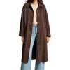 image:imageWomen Faux Suede Long Coat Lapel Button Down Casual Trench Jacket OvercoatChocolate Brown