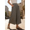 image:imageCHARTOU Women Summer Wide Leg Capri Pants Gingham Plaid Culottes Elastic Waist Palazzo Pants with PocketsBlack