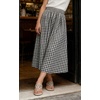 image:imageCHARTOU Women Summer Wide Leg Capri Pants Gingham Plaid Culottes Elastic Waist Palazzo Pants with PocketsBlack