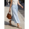 image:imageCHARTOU Women Summer Wide Leg Capri Pants Gingham Plaid Culottes Elastic Waist Palazzo Pants with PocketsBlue