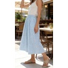 image:imageCHARTOU Women Summer Wide Leg Capri Pants Gingham Plaid Culottes Elastic Waist Palazzo Pants with PocketsBlue