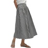 image:imageCHARTOU Women Summer Wide Leg Capri Pants Gingham Plaid Culottes Elastic Waist Palazzo Pants with PocketsBlack
