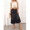 image:imageButton Front Cargo Denim Skirt Women Retro A Line Midi Long Jean Skirt with Utility PocketsBlack