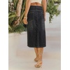 image:imageButton Front Cargo Denim Skirt Women Retro A Line Midi Long Jean Skirt with Utility PocketsBlack