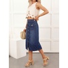 image:imageButton Front Cargo Denim Skirt Women Retro A Line Midi Long Jean Skirt with Utility PocketsDark Blue