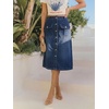 image:imageButton Front Cargo Denim Skirt Women Retro A Line Midi Long Jean Skirt with Utility PocketsDark Blue