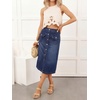 image:imageButton Front Cargo Denim Skirt Women Retro A Line Midi Long Jean Skirt with Utility PocketsDark Blue