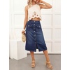 image:imageButton Front Cargo Denim Skirt Women Retro A Line Midi Long Jean Skirt with Utility PocketsDark Blue